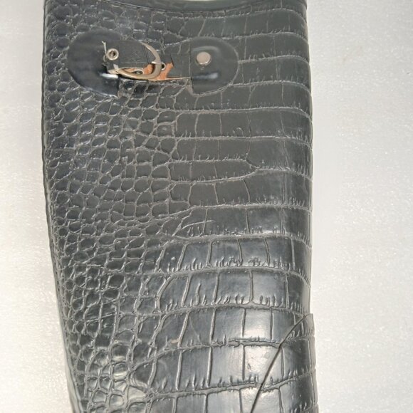 Steve Madden Rainey Black Croc Embossed Rubber Rain Boots Women's 7 Great Cond - Picture 7 of 13